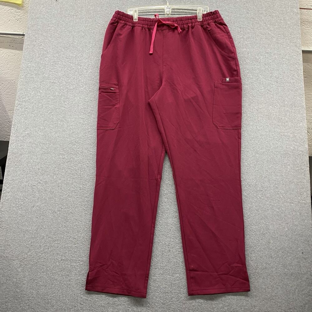 FIGS Dowa High Waisted Relaxed Straight Leg Scrub Pants 3XL Tall Raspberry Berry